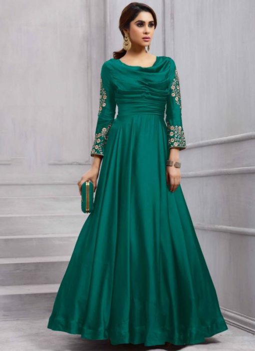 Amazing Green Silk Designer Salwar Kameez