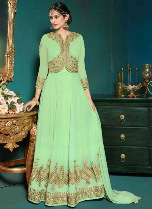 Beautiful Green Georgette Party Wear Designer Anarkali Salwar Suit
