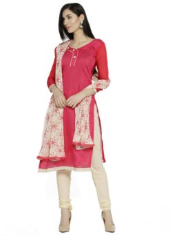 Stupendous Red Chanderi Silk Casual Wear Churidar Salwar Suit