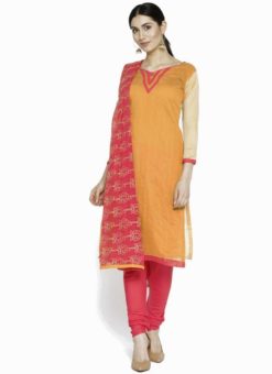 Awesome Yellow Chanderi Silk Casual Wear Churidar Salwar Suit