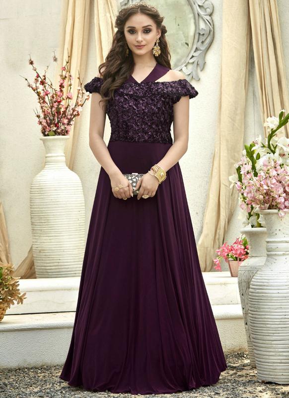 purple gown designs