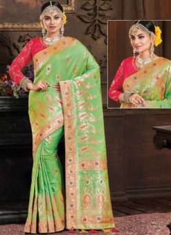 Amazing Green Banarasi Silk Saree