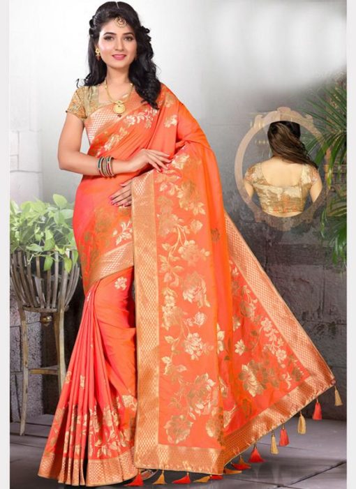 Excellent Pink Banarasi Silk Saree