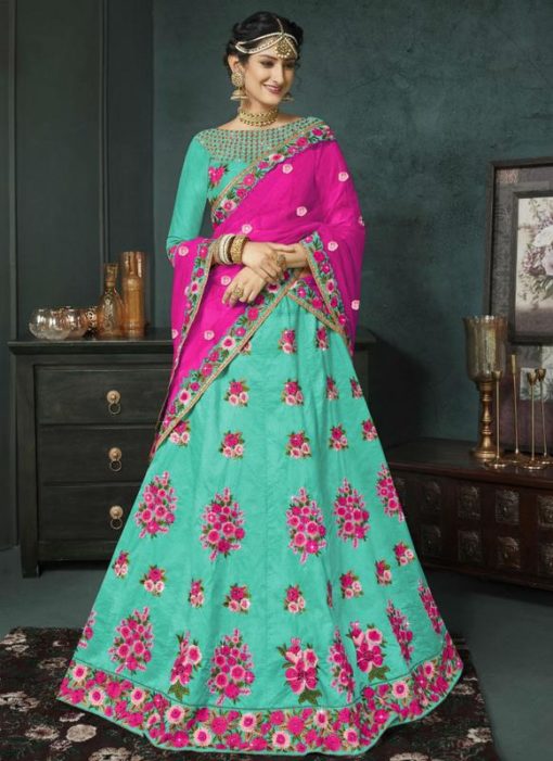 Beautiful Blue Banarasi Silk Wedding Wear Lehenga Choli
