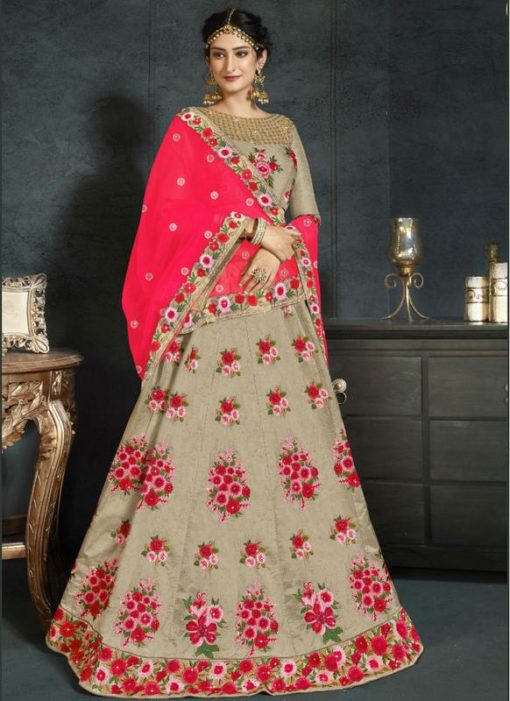 fantastic Beige Banarasi Silk Designer Wedding Wear Lehenga Choli