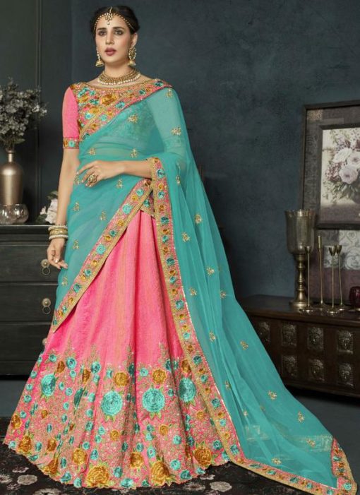 Excellent Pink Banarasi Silk Wedding Wear Lehenga Choli