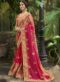 Elegant Red And Orange Georgette Designer Wedding Saree