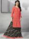 Glorious Grey Cotton Embroidered Work Party Wear Kurti With Skirt