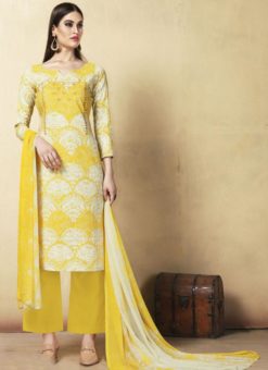 Lovely Yellow Cotton Printed Casual Wear Palazzo Salwar Suit