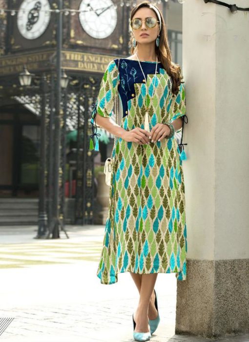 Lovely Multicolor Rayon Cotton Party Wear Kurti