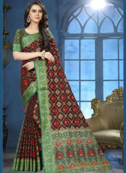Wonderful Black Jacquard Zari Print Traditional Saree