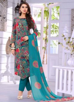 Multicolor Crepe Georgette Printed Casual Salwar Suit