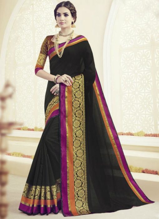 Elegant Black Art Silk Party Wear Saree