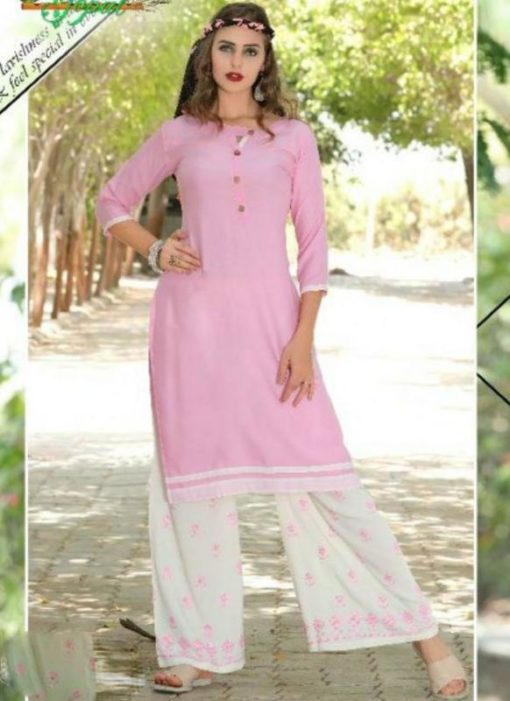 Charming Pink Maslin Designer Partywear Palazzo Suit