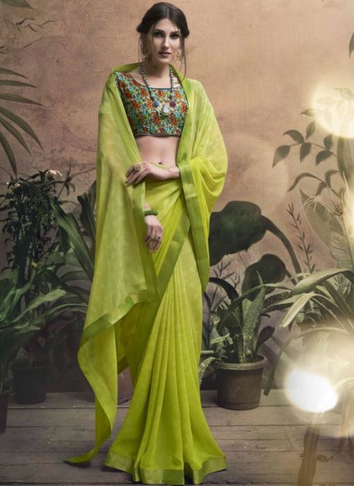 Sumptuous Green Georgette Party Wear Saree