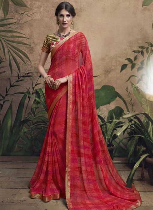 Magnificent Maroon Georgette Party Wear Saree