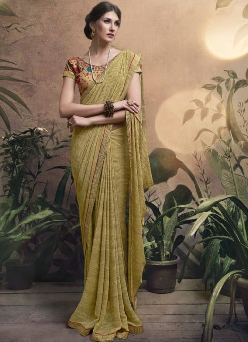 Adorable Gold Georgette Party Wear Saree