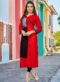 Amazing Red And Black Rayon Cotton Party Wear Kurti