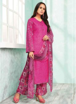 Exceptional Pink Cotton Printed Designer Palazzo Suit