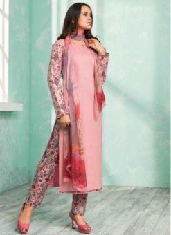 Amazing Pink Cotton Designer Printed Palazzo Suit
