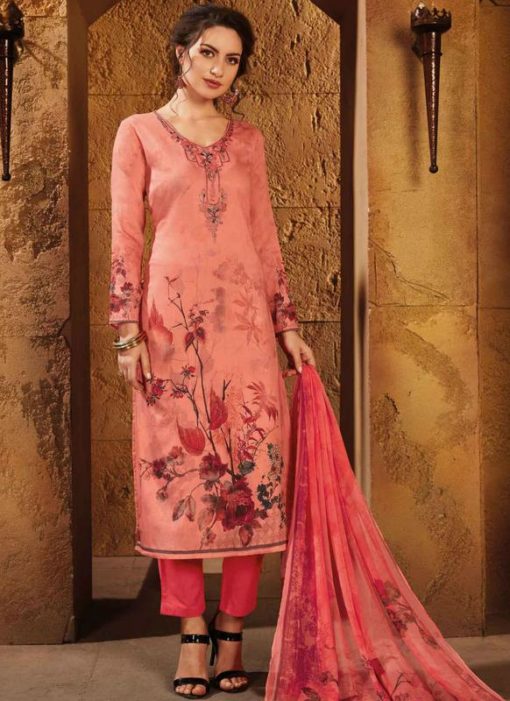 Charming Pink Satin Designer Printed Palazzo suit