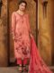 Sensational Pink And Wine Satin Designer Printed Palazzo Suit