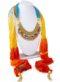 Elegant Red And Sky Blue Silk Designer Scarf With Party Wear Necklace