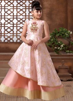 Charming Pink Silk Party Wear Designer Kids Gown