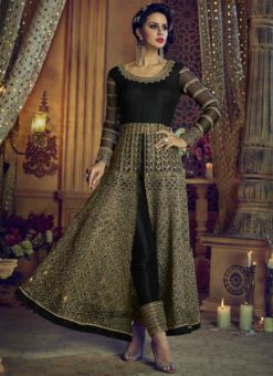 Attractive Black Net Wedding Wear Designer Anarkali Salwar Suit