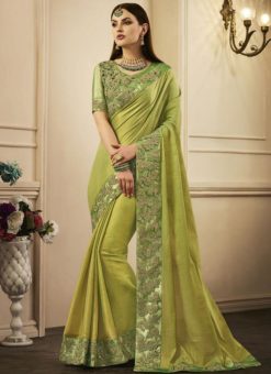 Glorious Green Chanderi Silk Designer Saree
