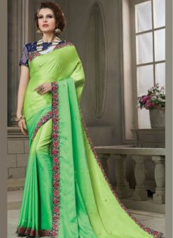 Graceful Green Silk Patch Border Designer Saree
