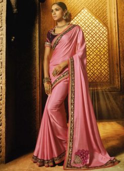 Enjoyable Pink Silk Designer Wedding Saree