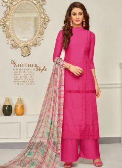 Attractive Pink Cotton Embroidered Wrok Designer Palazzo Suit