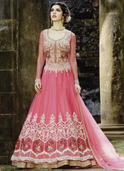 Adorable Pink Georgette Designer Embroidered Work Anarkali Suit