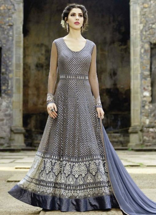 Attractive Blue Georgette Designer Embroidered Work Anarkali Suit