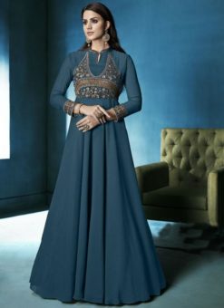 Beautiful Aqua Georgette Designer Anarkali Suit