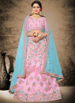 Lovely Pink Silk Embroidered Work Designer Lehenga Choli