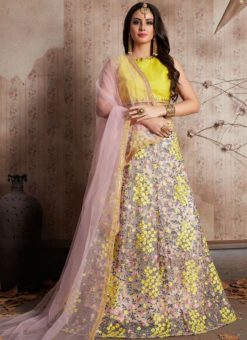 Charming Pink Net And Silk Designer Bridal Wear Lehenga Choli