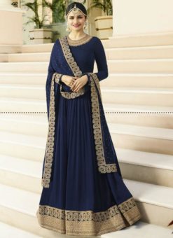 Beautiful Navy Blue Georgette Designer Anarkali Salwar Suit