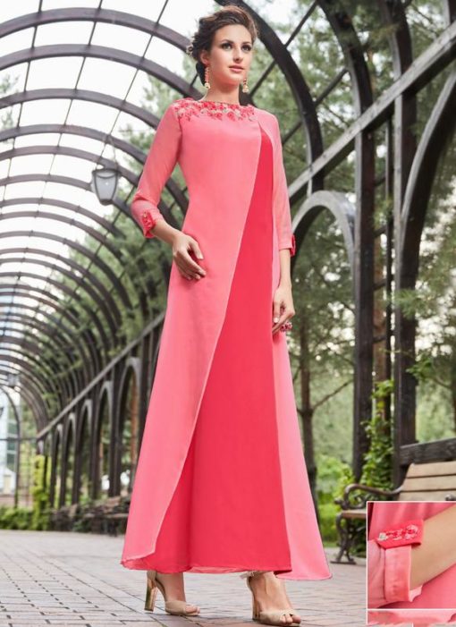 Amazing Pink Georgette Designer Party Wear Kurti