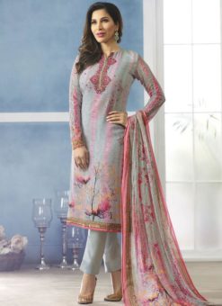 Excellent Grey Georgette Digital Printed Designer Salwar Suit