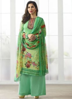 Amazing Green Georgette Digital Printed Designer Salwar Suit