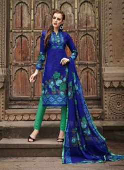 SareeBuzz Royal Blue Colored Cambric Cotton Salwar Suit