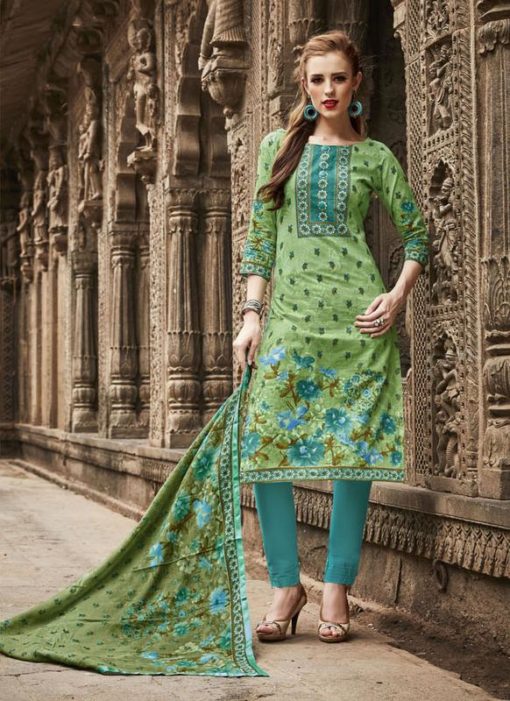 SareeBuzz Green Colored Cambric Cotton Salwar Suit