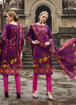 SareeBuzz Dark Purple Colored Cambric Cotton Salwar Suit