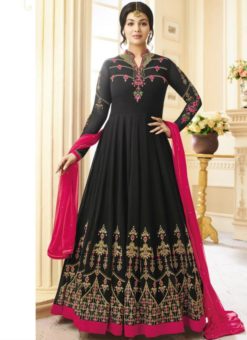 Charming Black Georgette Designer Party Wear Anarkali Salwar Kameez