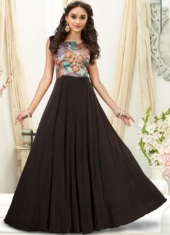 Amazing Brown Jacquard Designer Party Wear Gown