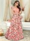 Beautiful Pink Jacquard And Net Printed Designer Gown