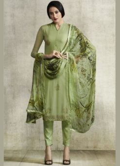 Glorious Green Georgette Designer Salwar Kameez