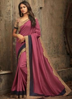 Impressive Pink Silk Designer Wedding Wear Saree